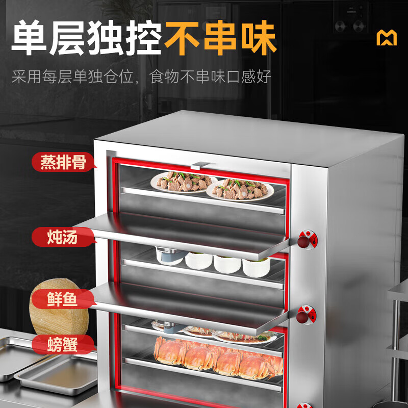 麥大廚商用蒸柜900mm標(biāo)準(zhǔn)燃氣款三門海鮮蒸柜